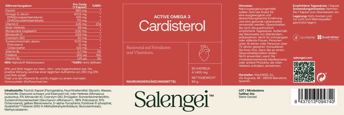 Active Omega 3 Cardisterol - Herzgesundheit  - 60 Kapseln - Salengei™ image 3