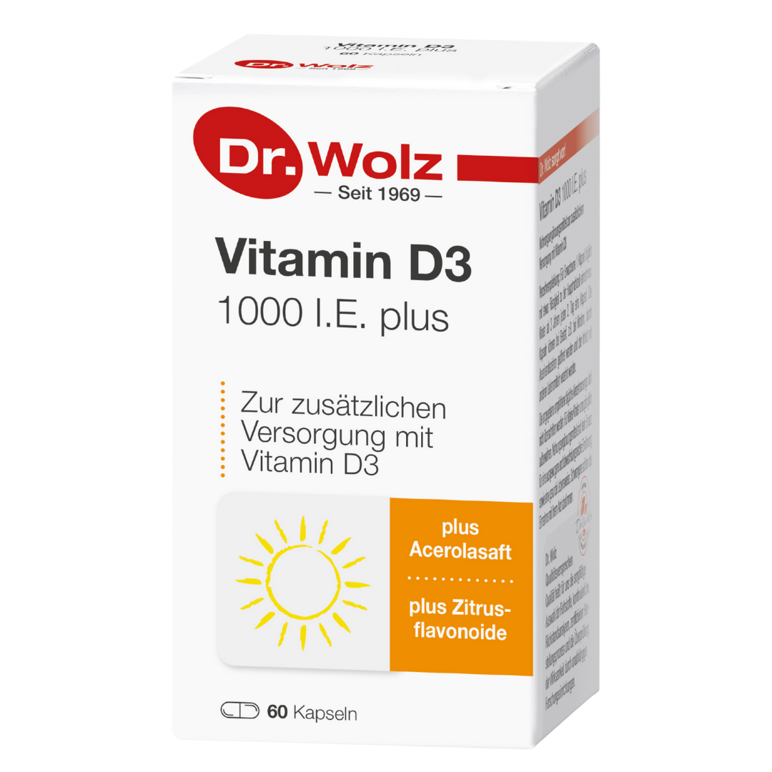 Dr. Wolz Vitamin D3 1000 I.E. plus - 60 Kapseln mit Acerola und Zitrusflavonoide image 0
