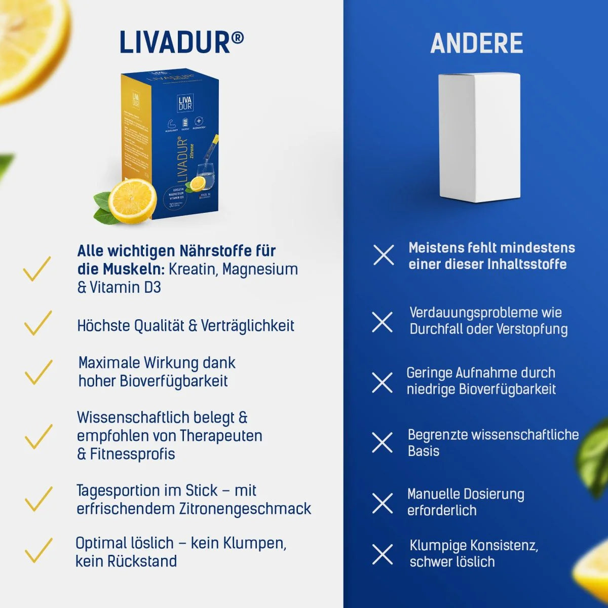 LIVADUR® Zitronengeschmack - Aktivkomplex mit Kreatin, Magnesium u. Vitamin D3 image 5