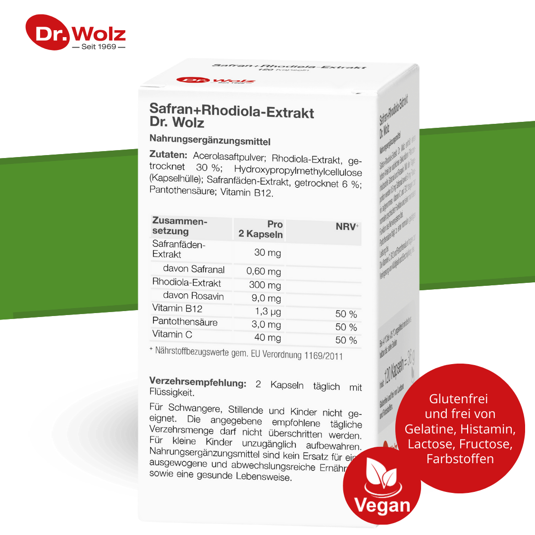 Dr. Wolz Safran + Rhodiola-Extrakt - 120 Kapseln - mentales Wohlbefinden image 7
