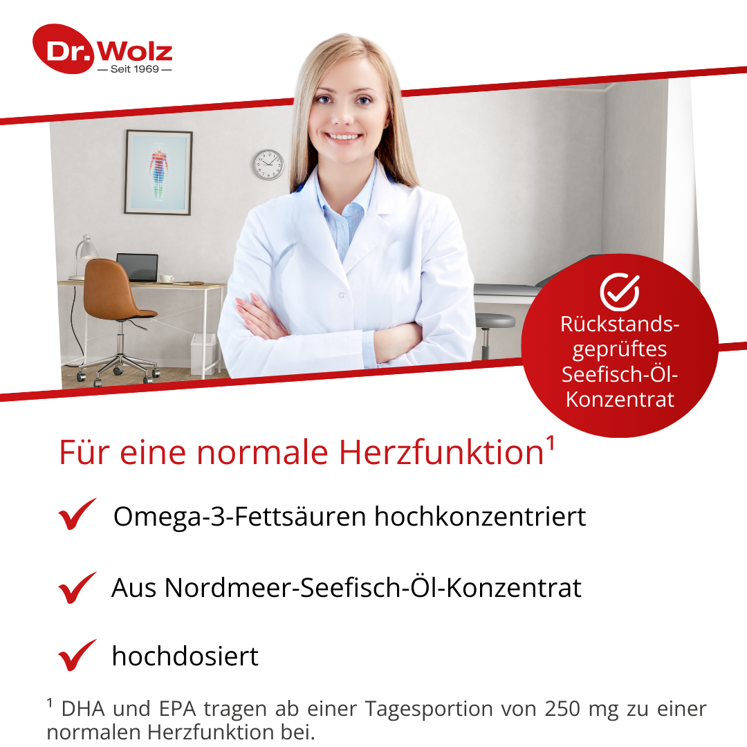 Dr. Wolz Omega-3-Fettsäuren - 60 Kapseln - 110 mg DHA und 165 mg EPA pro Kapsel image 1
