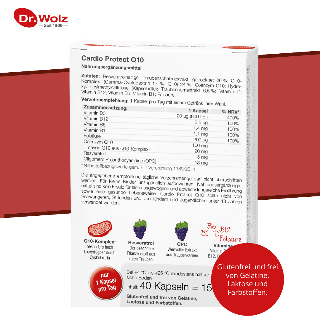Dr. Wolz Cardio Protect Q10 - 40 Kapseln mit Q10, Vitaminen, Resveratrol und OPC image 6
