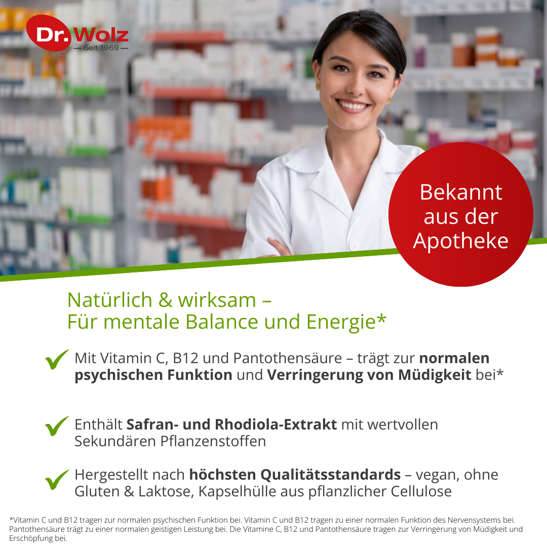 Dr. Wolz Safran + Rhodiola-Extrakt - 120 Kapseln - mentales Wohlbefinden image 3