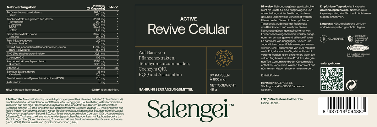 Active Revive Celular - Natürliches Anti-Aging - 60 Kapseln - Salengei™ image 3