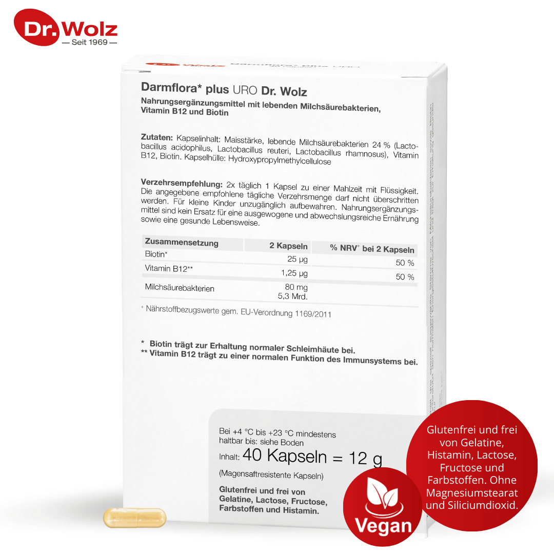 Dr. Wolz Darmflora plus URO - 40 Kapseln - Schleimhäute und Blasengesundheit image 5