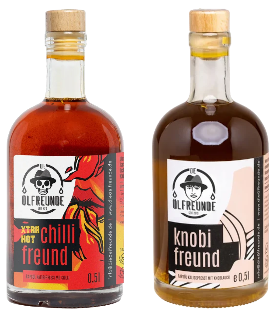 Ölfreunde 2er Vorteilspaket: Knobi- und X-Dream-Chillifreund - 2 x 500 ml Würzöl image 0