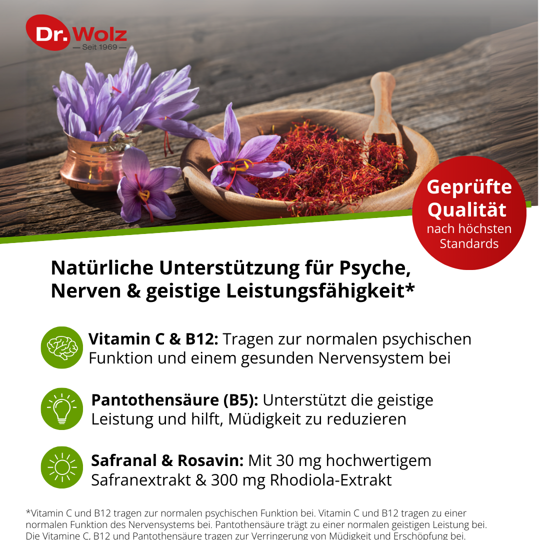 Dr. Wolz Safran + Rhodiola-Extrakt - 120 Kapseln - mentales Wohlbefinden image 5