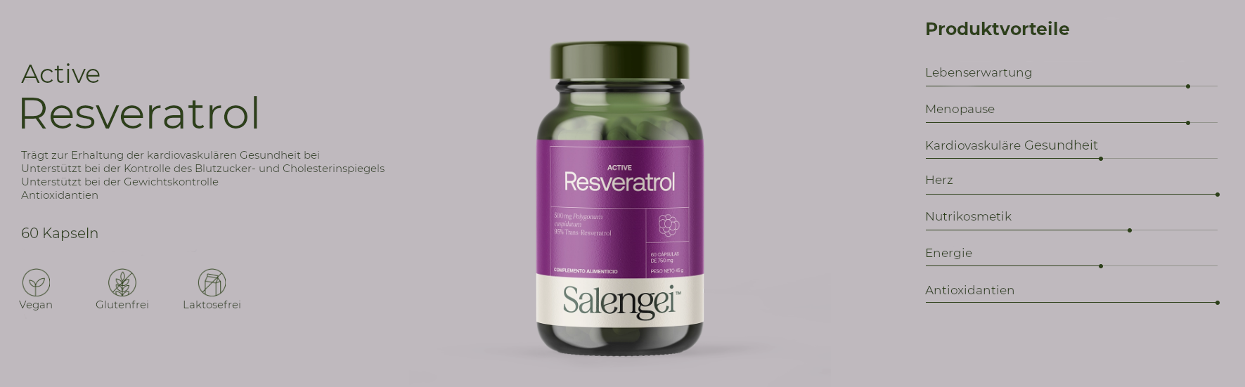 Active Resveratrol - Herzgesundheit und Menopause - 60 Kapseln - Salengei™ image 1