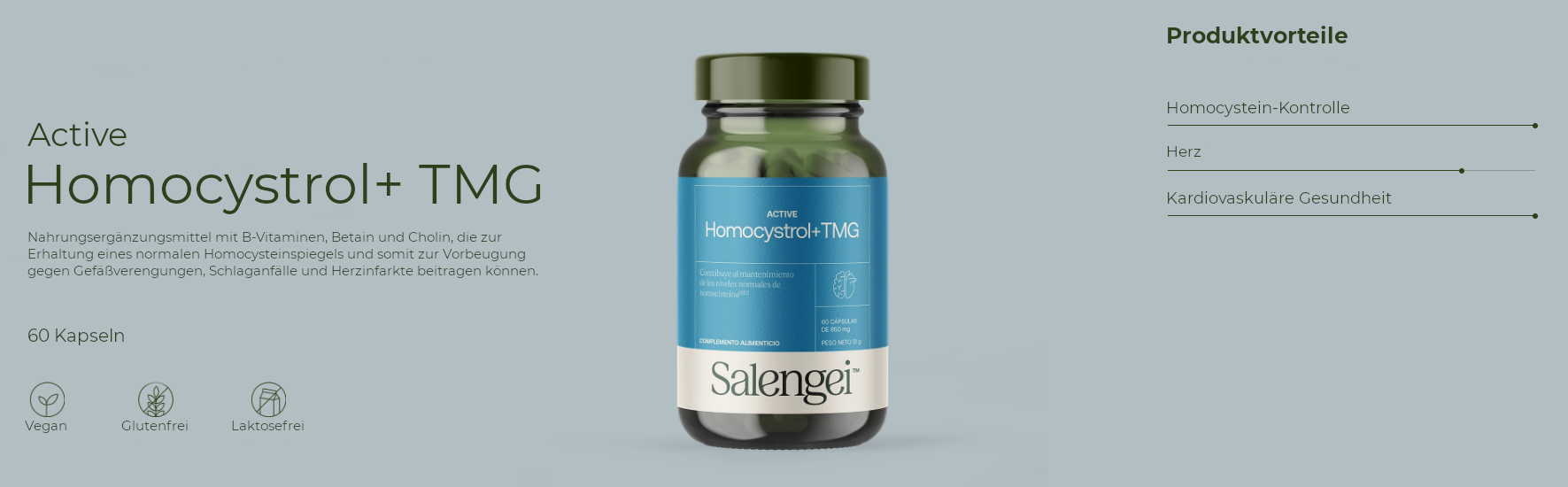 Active Homocystrol + TMG™ - Homocystein-Kontrolle - 60 Kapseln - Salengei™ image 1