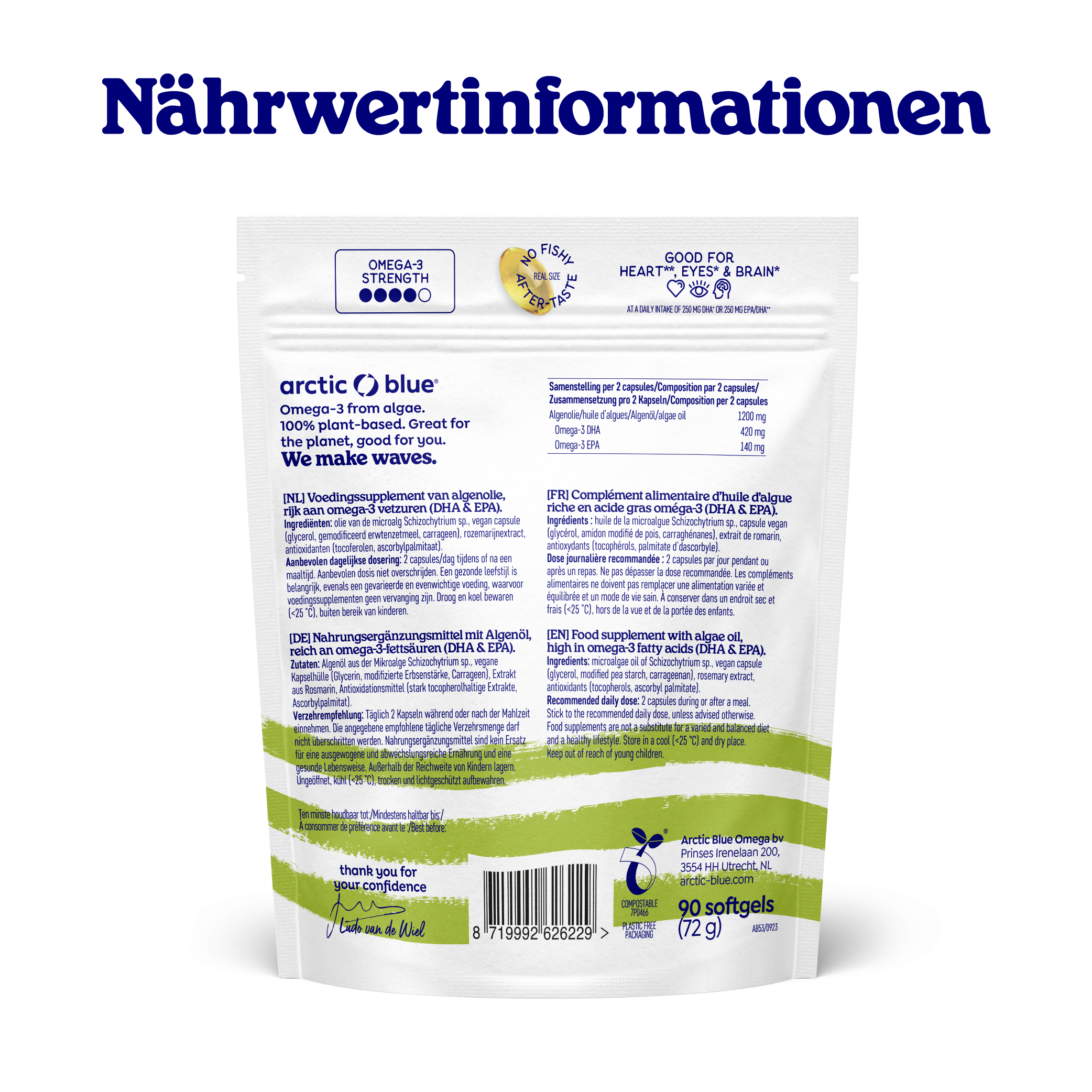 Omega-3-Algenöl Kapseln mit DHA und EPA - Arctic Blue® - 90 Stück image 2