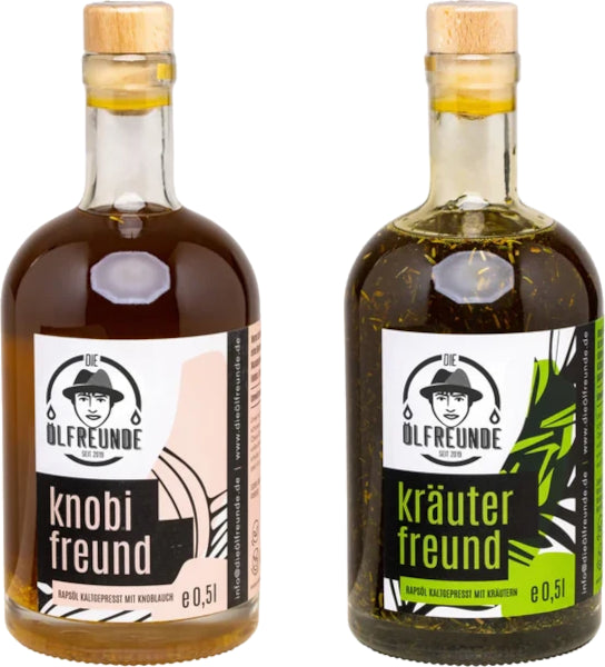Ölfreunde 2er Vorteilspaket: Knobi- und Kräuterfreund - 2 x 500 ml Würzöl image 0