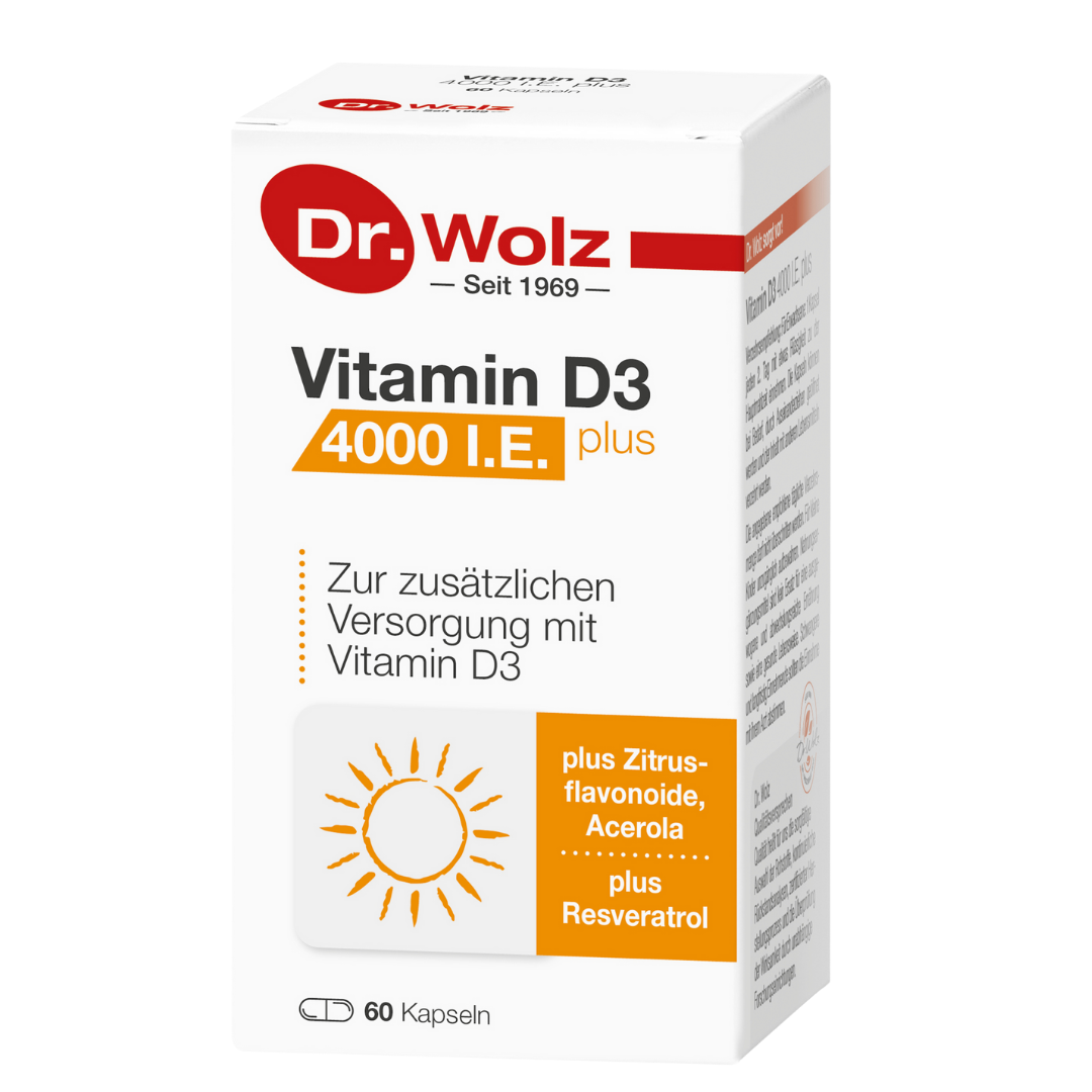 Dr. Wolz Vitamin D3 4000 I.E. plus - 60 Kapseln mit Resveratrol, Acerola, Zitrus image 0