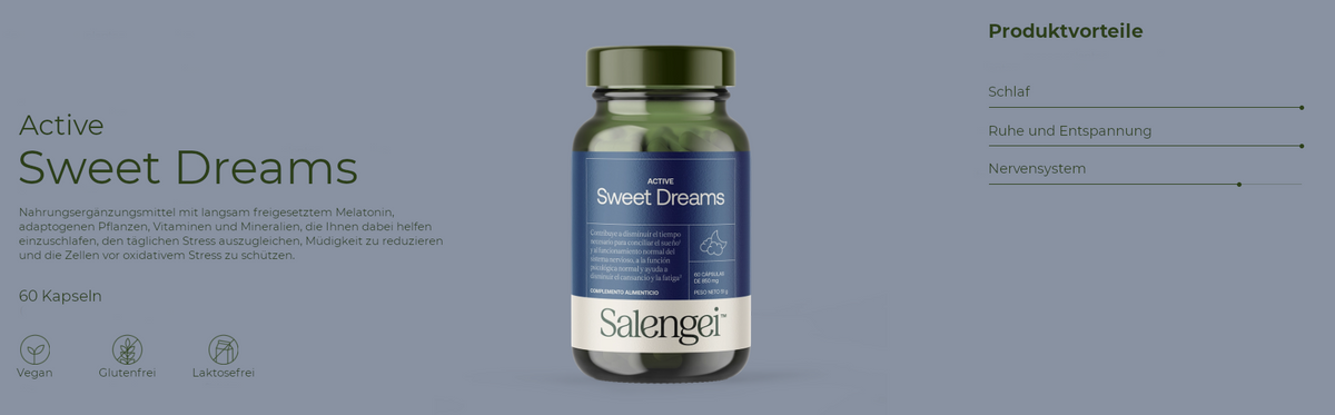 Active Sweet Dreams - Einschlafhilfe mit Melatonin - 60 Kapseln - Salengei™ image 1