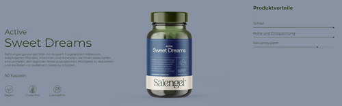Active Sweet Dreams - Einschlafhilfe mit Melatonin - 60 Kapseln - Salengei™ image 1